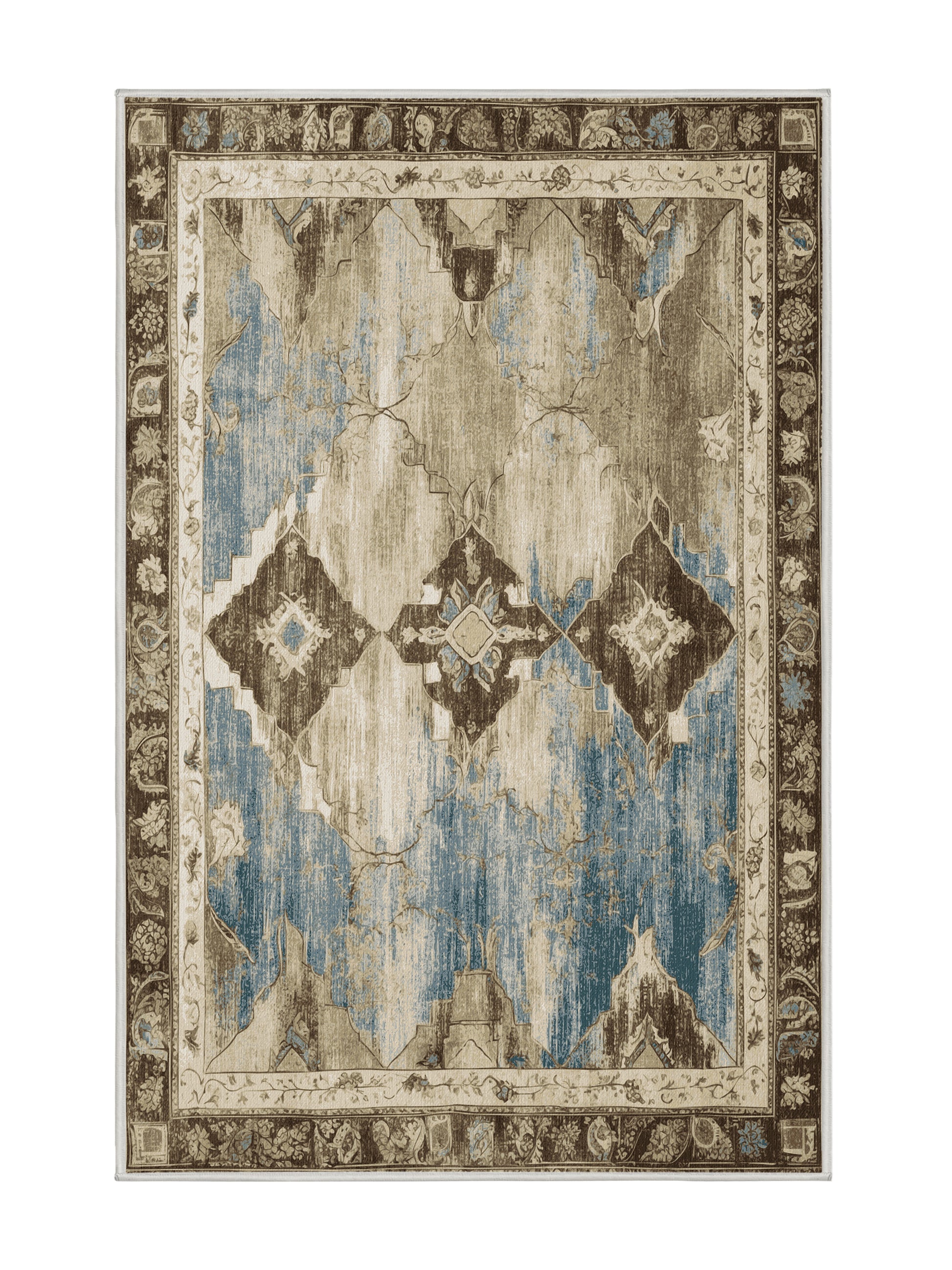 Heritage Mosaic Antique Symphony - Premium Dirty White Modern Area Rug | Plush & Washable Options | Rugolution Home Decor