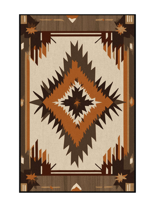 Heritage Southwest Desert Spirit - Premium Milk Chocolate Modern Area Rug | Plush & Washable Options | Rugolution Home Decor