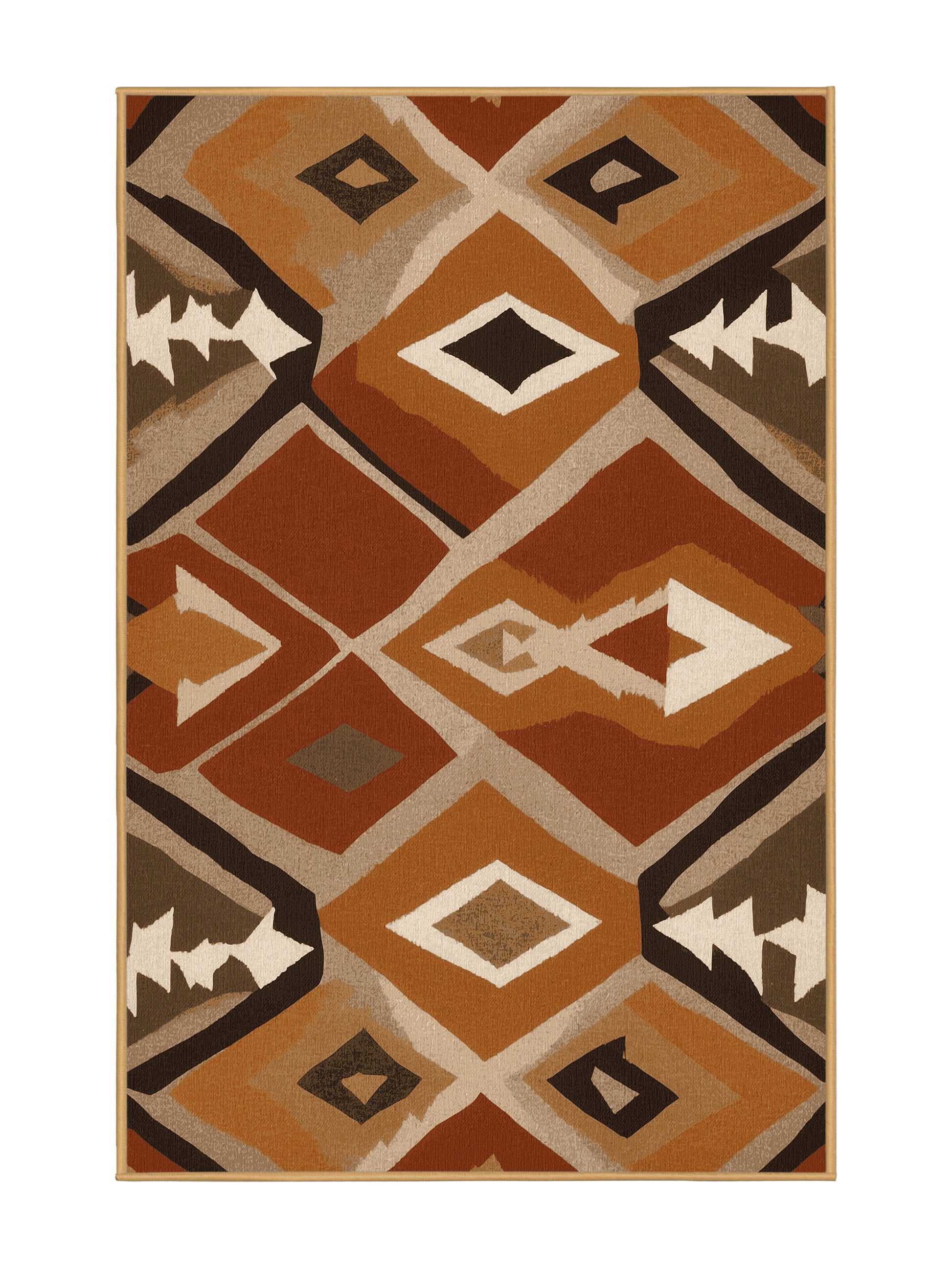 Heritage Southwest Tribal Flow - Premium Dark Gold Modern Area Rug | Plush & Washable Options | Rugolution Home Decor