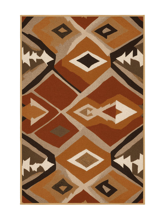 Heritage Southwest Tribal Flow - Premium Dark Gold Modern Area Rug | Plush & Washable Options | Rugolution Home Decor