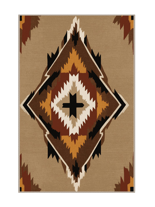 Heritage Southwest Dust Trail - Premium Camel Brown Modern Area Rug | Plush & Washable Options | Rugolution Home Decor