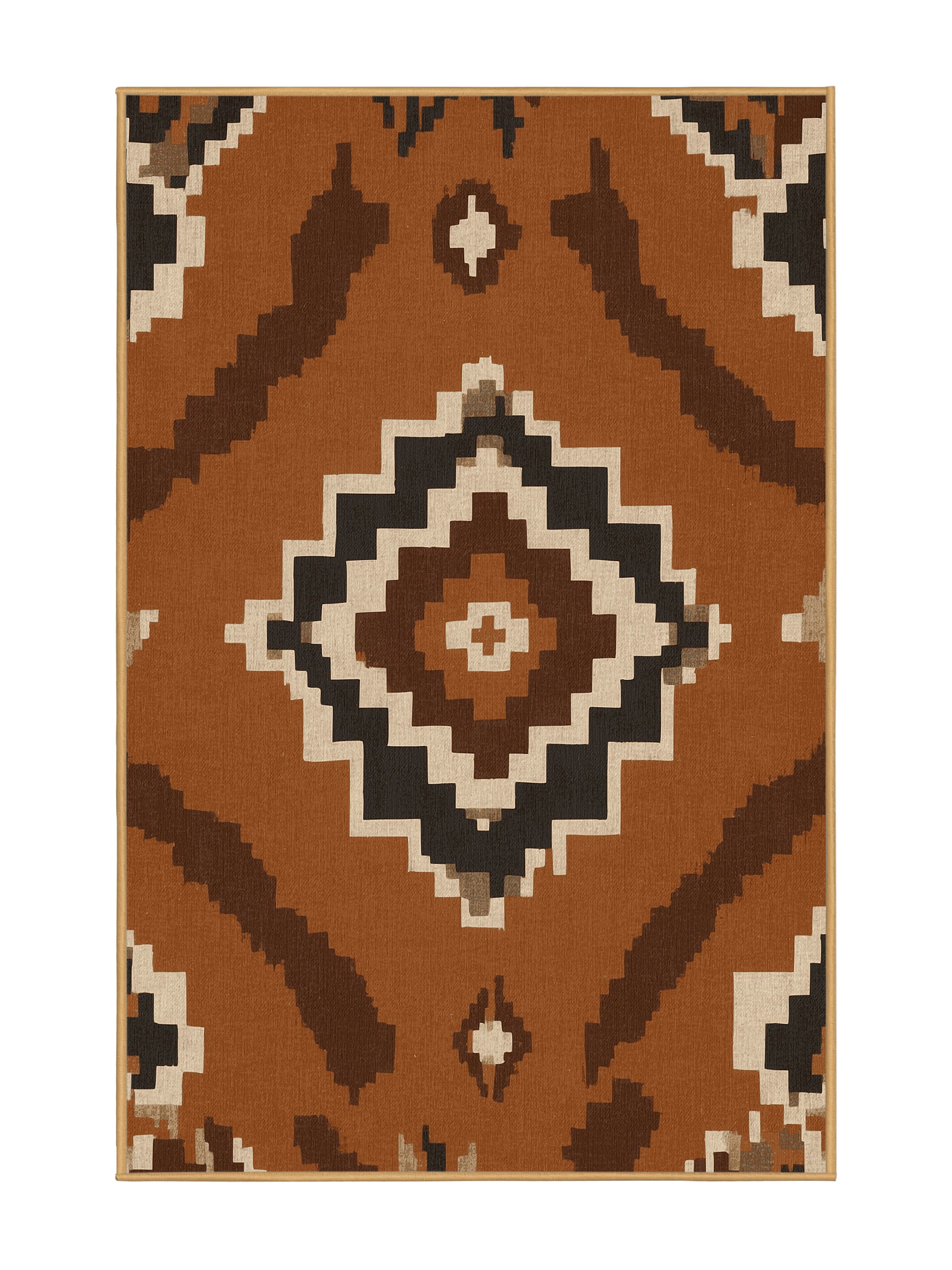 Heritage Southwest Cactus Bloom - Premium Sienna (W3C) Modern Area Rug | Plush & Washable Options | Rugolution Home Decor