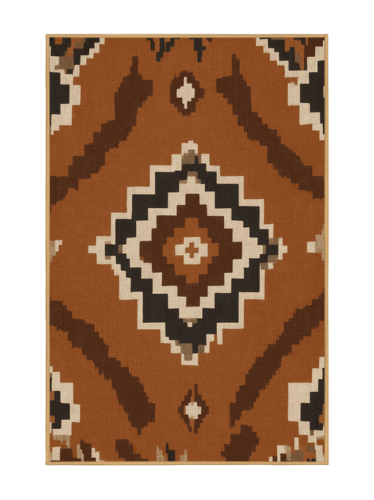 Heritage Southwest Cactus Bloom - Premium Sienna (W3C) Modern Area Rug | Plush & Washable Options | Rugolution Home Decor