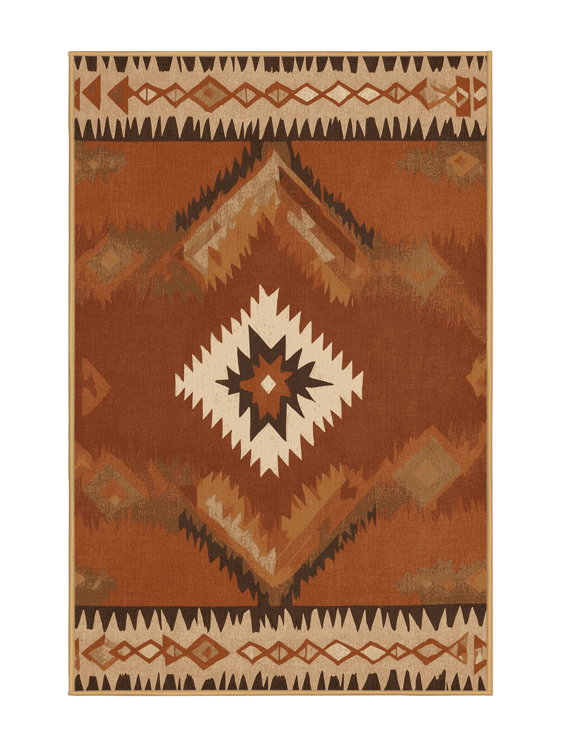 Heritage Southwest Zuni Zephyr - Premium Sienna (W3C) Modern Area Rug | Plush & Washable Options | Rugolution Home Decor
