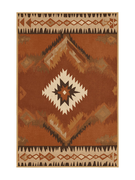 Heritage Southwest Zuni Zephyr - Premium Sienna (W3C) Modern Area Rug | Plush & Washable Options | Rugolution Home Decor