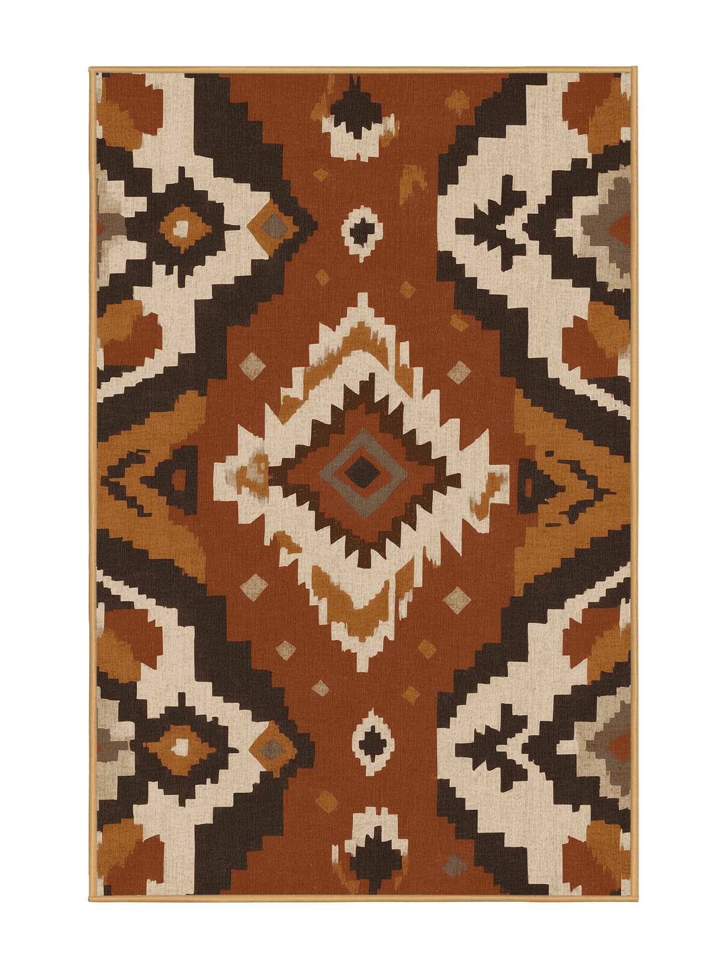 Heritage Southwest Adobe Maze - Premium Sienna (W3C) Modern Area Rug | Plush & Washable Options | Rugolution Home Decor