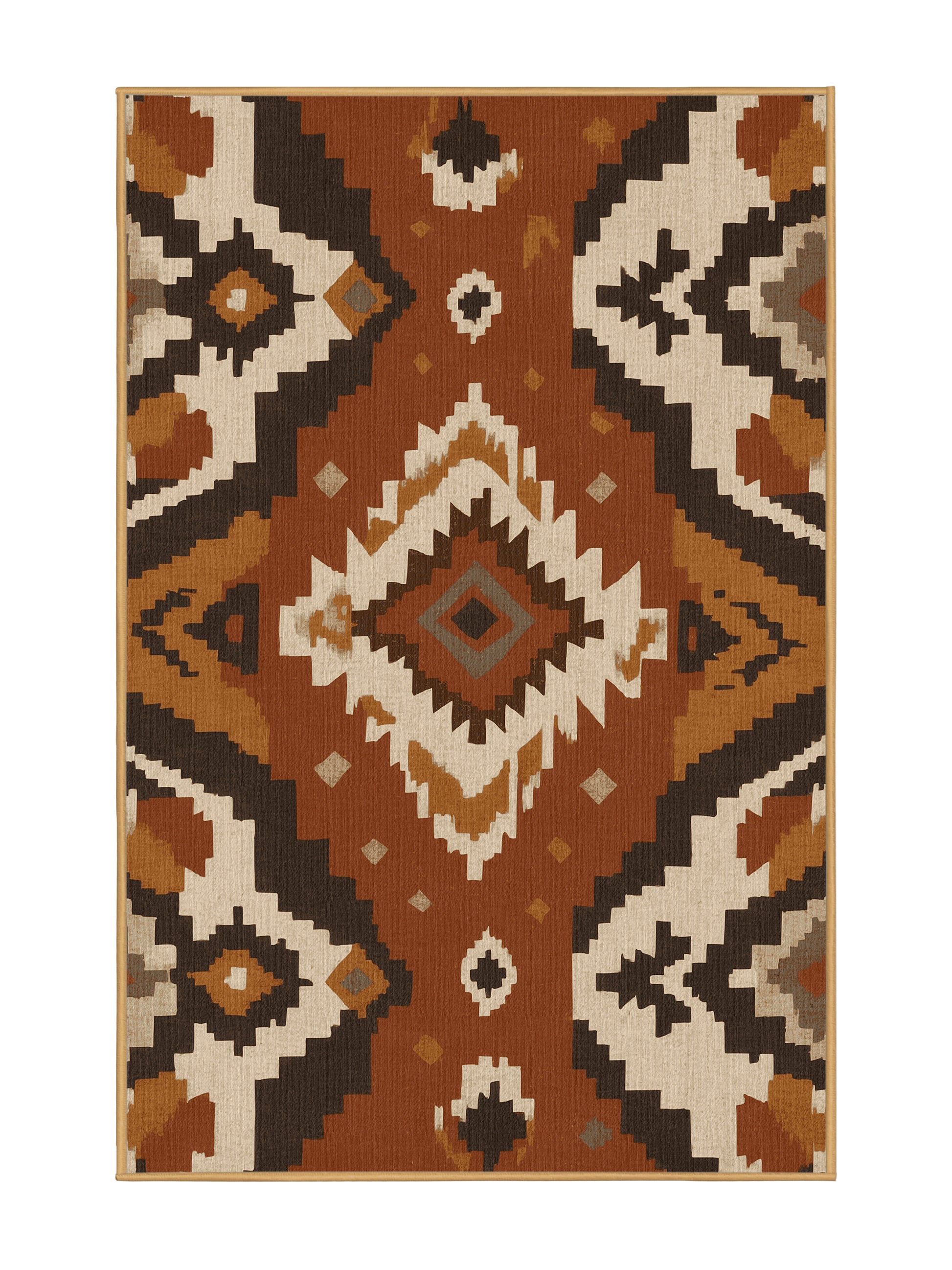 Heritage Southwest Adobe Maze - Premium Sienna (W3C) Modern Area Rug | Plush & Washable Options | Rugolution Home Decor