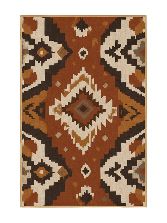 Heritage Southwest Adobe Maze - Premium Sienna (W3C) Modern Area Rug | Plush & Washable Options | Rugolution Home Decor