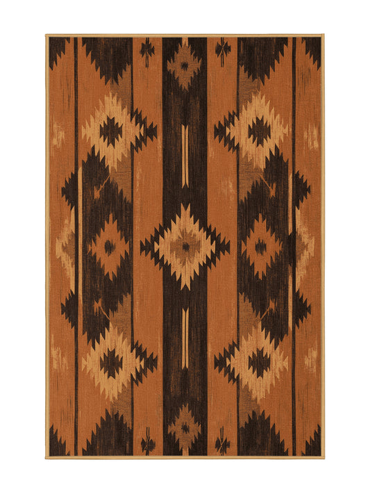 Heritage Southwest Lost Pueblo - Premium Sienna (W3C) Modern Area Rug | Plush & Washable Options | Rugolution Home Decor