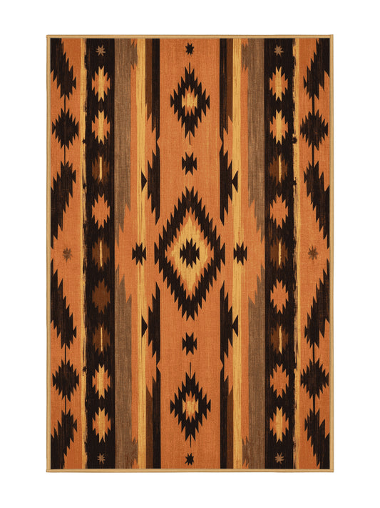 Heritage Southwest Turquoise Legacy - Premium Tiger Orange Modern Area Rug | Plush & Washable Options | Rugolution Home Decor