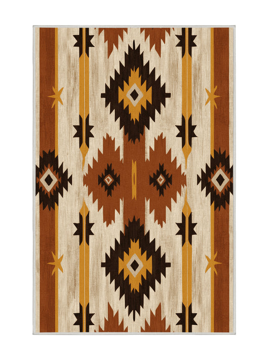 Heritage Southwest Tumbleweed Trail - Premium Golden Silk Modern Area Rug | Plush & Washable Options | Rugolution Home Decor