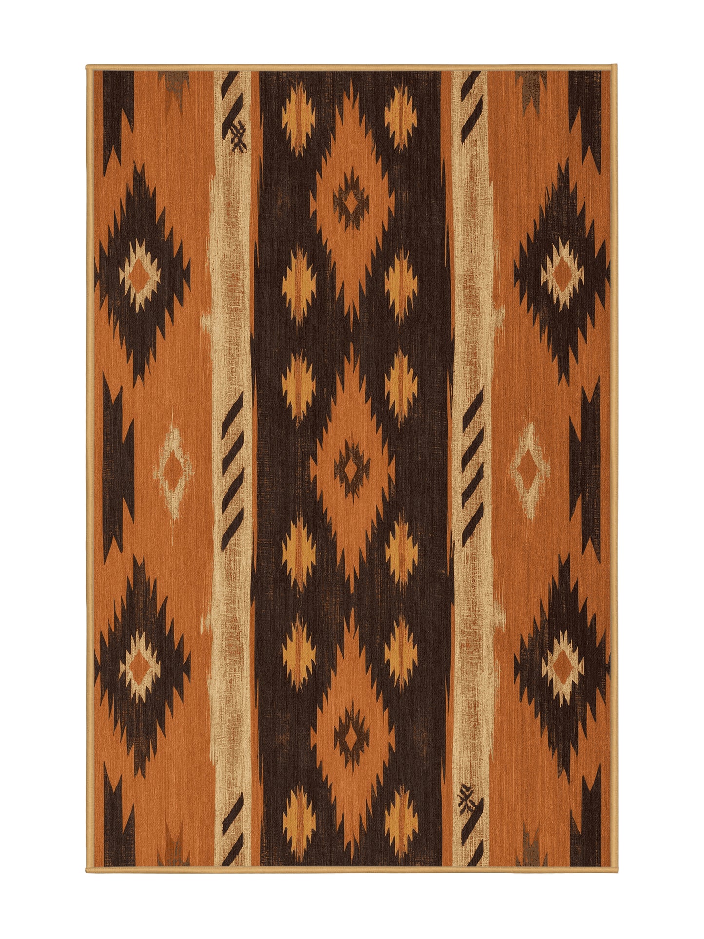 Heritage Southwest Stone Mosaic - Premium Petra Gold Modern Area Rug | Plush & Washable Options | Rugolution Home Decor