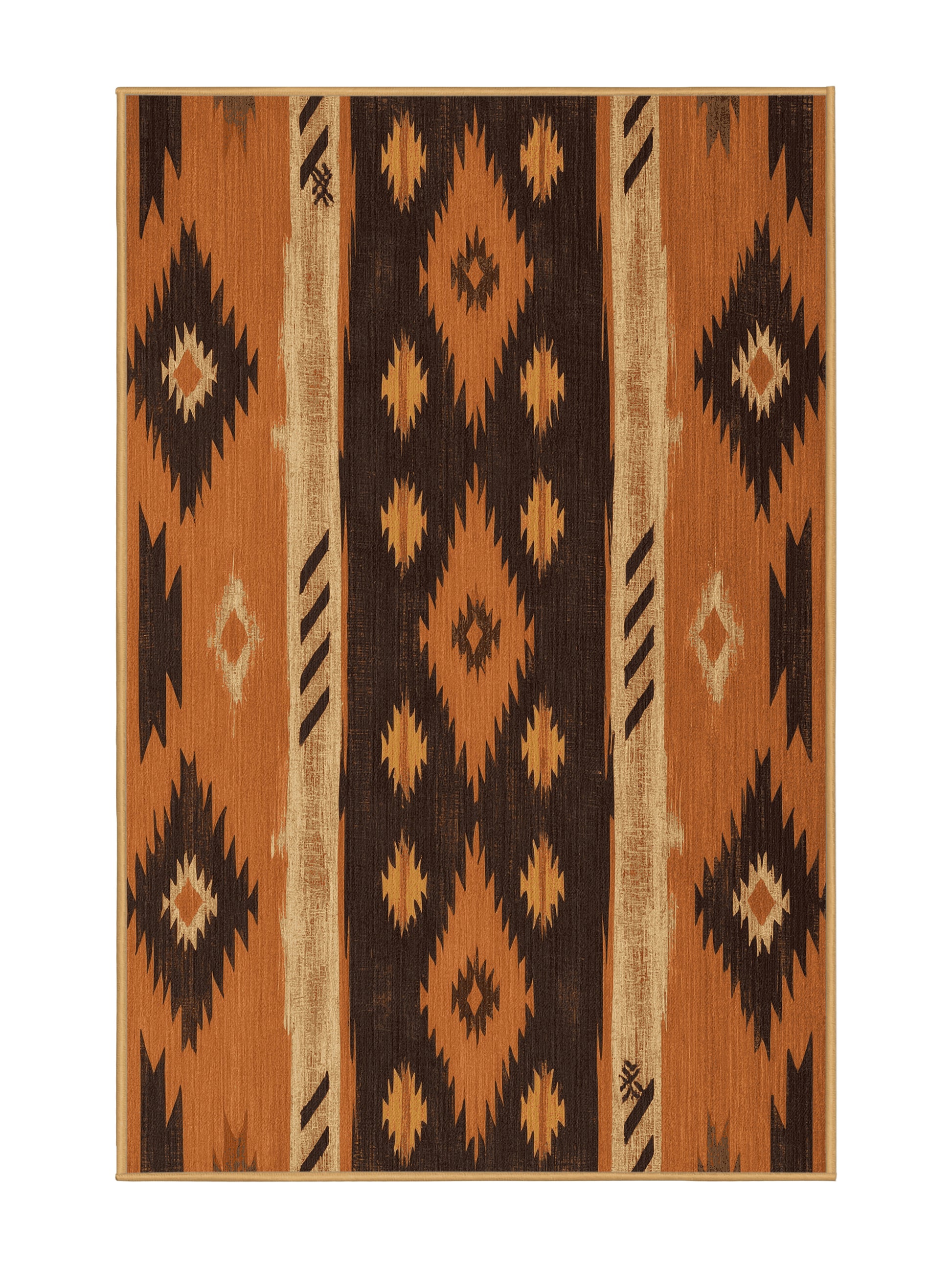 Heritage Southwest Stone Mosaic - Premium Petra Gold Modern Area Rug | Plush & Washable Options | Rugolution Home Decor