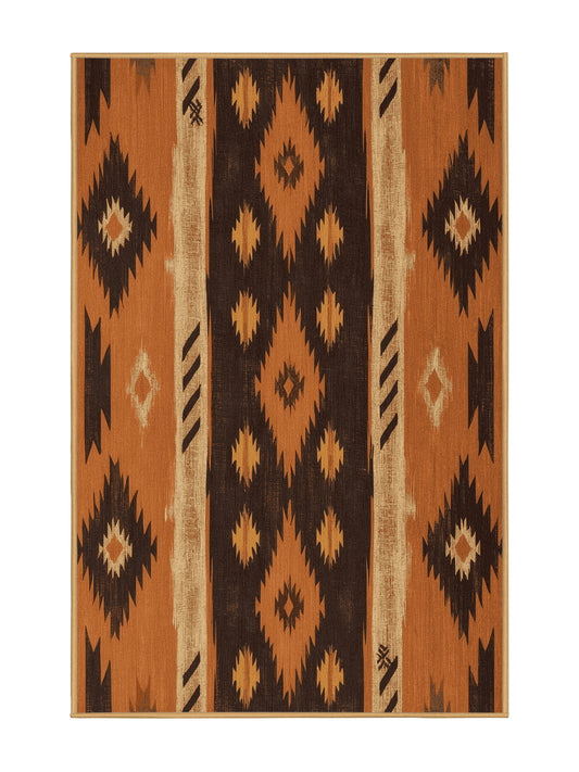 Heritage Southwest Stone Mosaic - Premium Petra Gold Modern Area Rug | Plush & Washable Options | Rugolution Home Decor