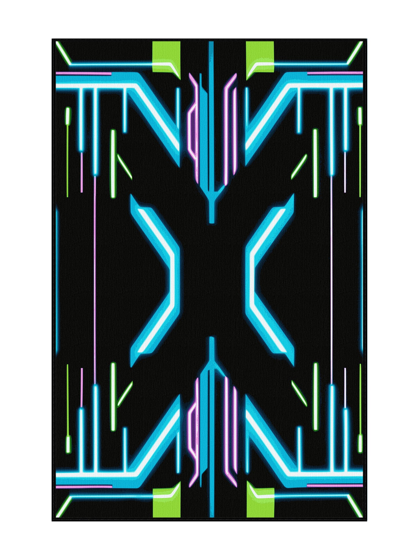 Neon Nexus Spectral Overlay - Premium Gunmetal Modern Area Rug | Plush & Washable Options | Rugolution Home Decor