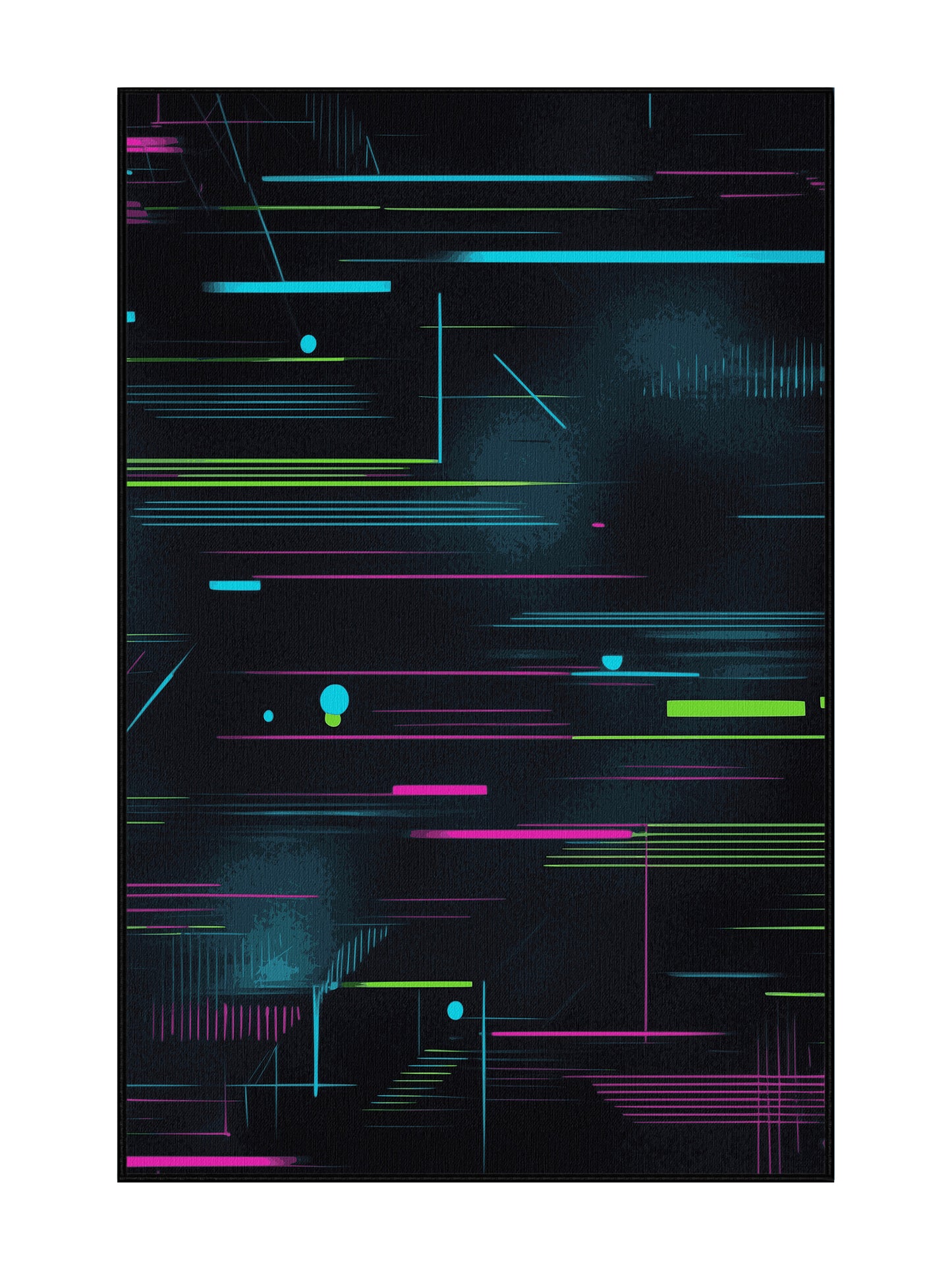 Neon Nexus Glitch Path - Premium Charcoal Blue Modern Area Rug | Plush & Washable Options | Rugolution Home Decor