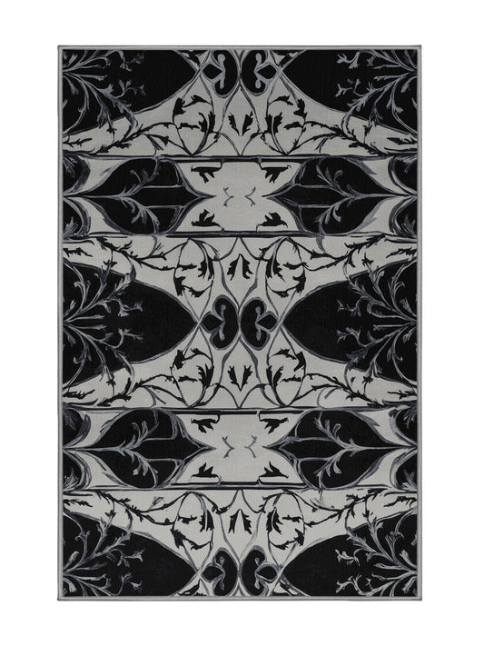 Nocturne Elegance Obsidian Scroll - Premium Night Modern Area Rug | Plush & Washable Options | Rugolution Home Decor