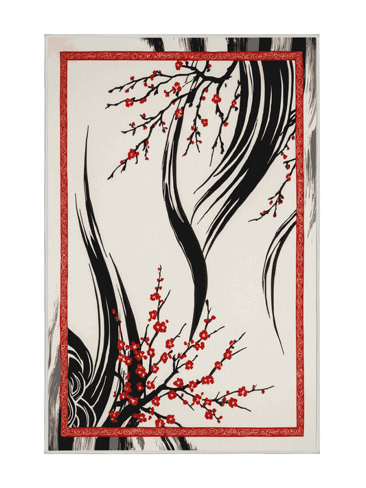 Sakura Waves Gentle Tide - Premium Ash White Modern Area Rug | Plush & Washable Options | Rugolution Home Decor