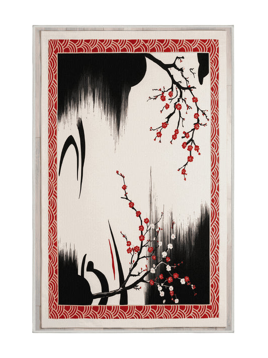 Sakura Waves Crimson Horizon - Premium Dark White Modern Area Rug | Plush & Washable Options | Rugolution Home Decor
