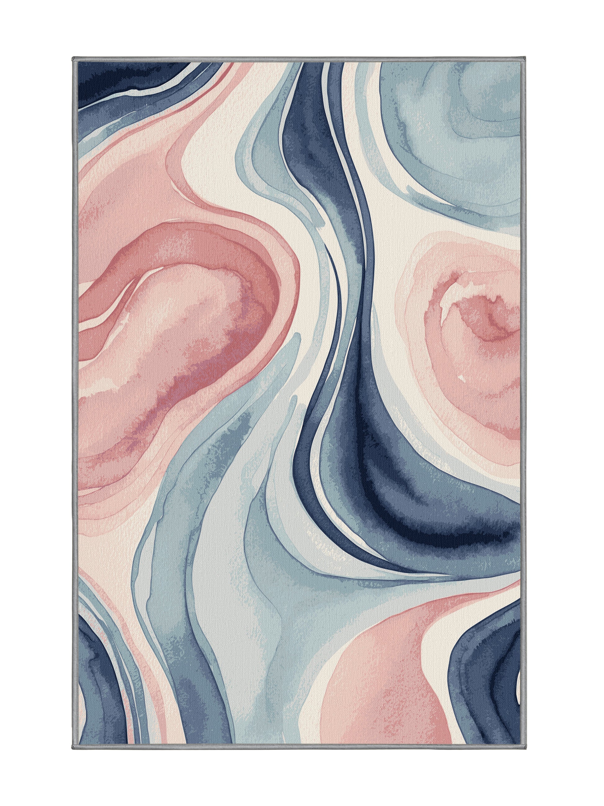 Aqua Serenity Blossom Tide - Premium Pale Silver Modern Area Rug | Plush & Washable Options | Rugolution Home Decor