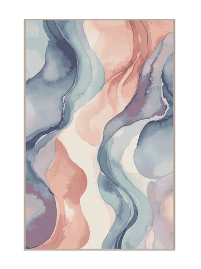 Aqua Serenity Seafoam Dusk - Premium Silver Pink Modern Area Rug | Plush & Washable Options | Rugolution Home Decor