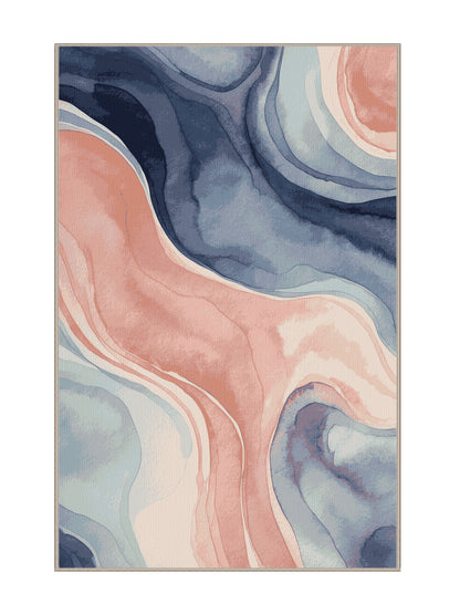 Aqua Serenity Celestial Ripple - Premium Rose Gold Modern Area Rug | Plush & Washable Options | Rugolution Home Decor