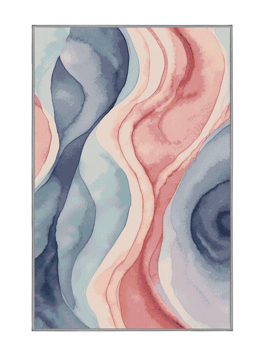 Aqua Serenity Sunset Pool - Premium Pale Silver Modern Area Rug | Plush & Washable Options | Rugolution Home Decor