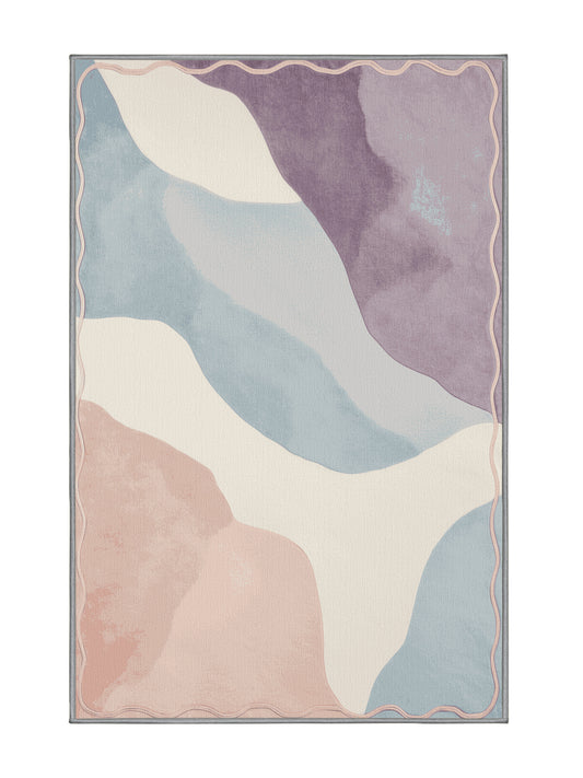 Aqua Serenity Mist Blossom - Premium Pale Silver Modern Area Rug | Plush & Washable Options | Rugolution Home Decor