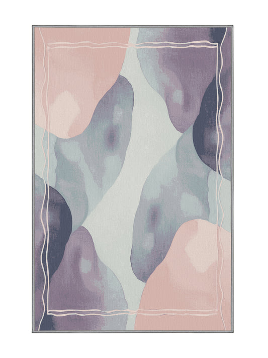 Aqua Serenity Blush Breeze - Premium Pale Silver Modern Area Rug | Plush & Washable Options | Rugolution Home Decor