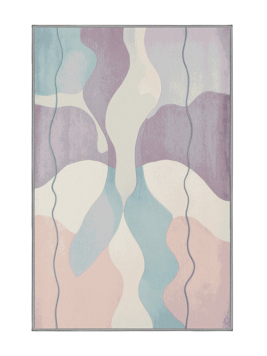 Aqua Serenity Rose Quartz Ripple - Premium Pale Silver Modern Area Rug | Plush & Washable Options | Rugolution Home Decor