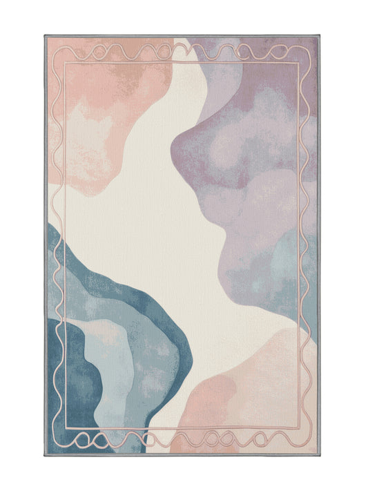 Aqua Serenity Coral Mist - Premium Silver (W3C) Modern Area Rug | Plush & Washable Options | Rugolution Home Decor