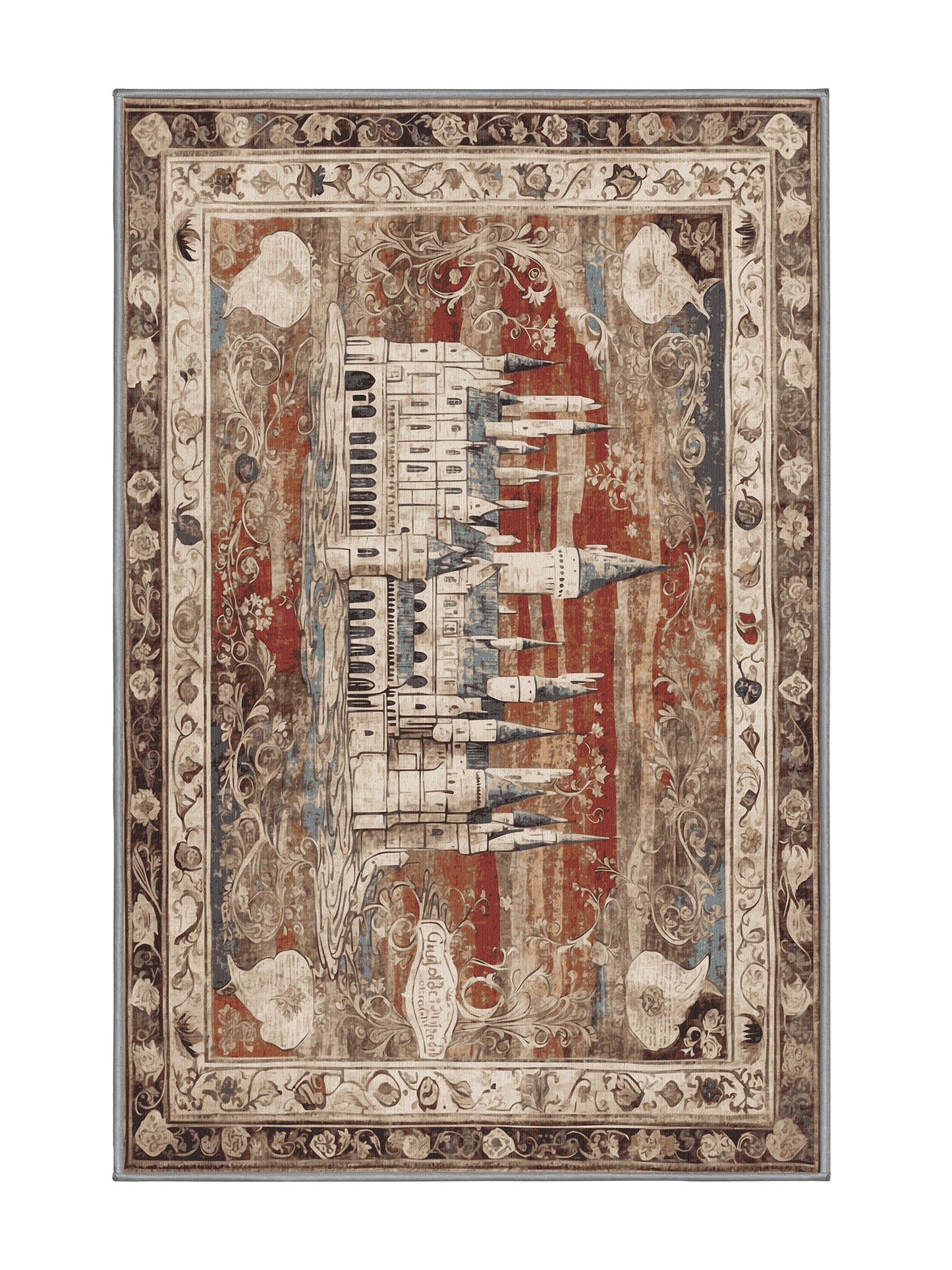 Castle Chronicles Skyward Spires - Premium Sandstone Modern Area Rug | Plush & Washable Options | Rugolution Home Decor