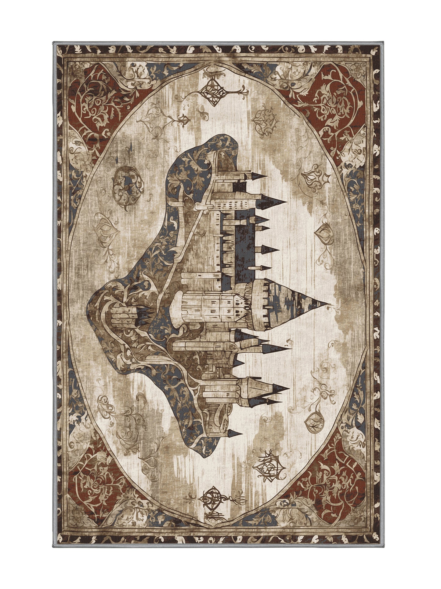 Castle Chronicles Bastion of Dreams - Premium Sandstone Modern Area Rug | Plush & Washable Options | Rugolution Home Decor