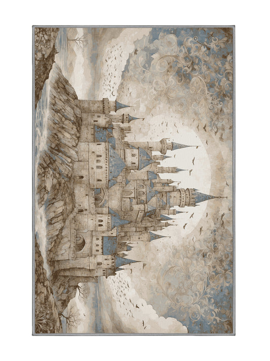 Castle Chronicles Eagle's Perch - Premium Sandstone Modern Area Rug | Plush & Washable Options | Rugolution Home Decor