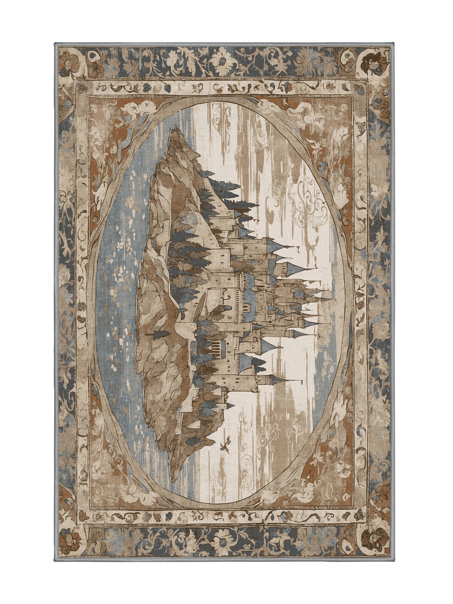 Castle Chronicles Seaward Bastion - Premium Sandstone Modern Area Rug | Plush & Washable Options | Rugolution Home Decor