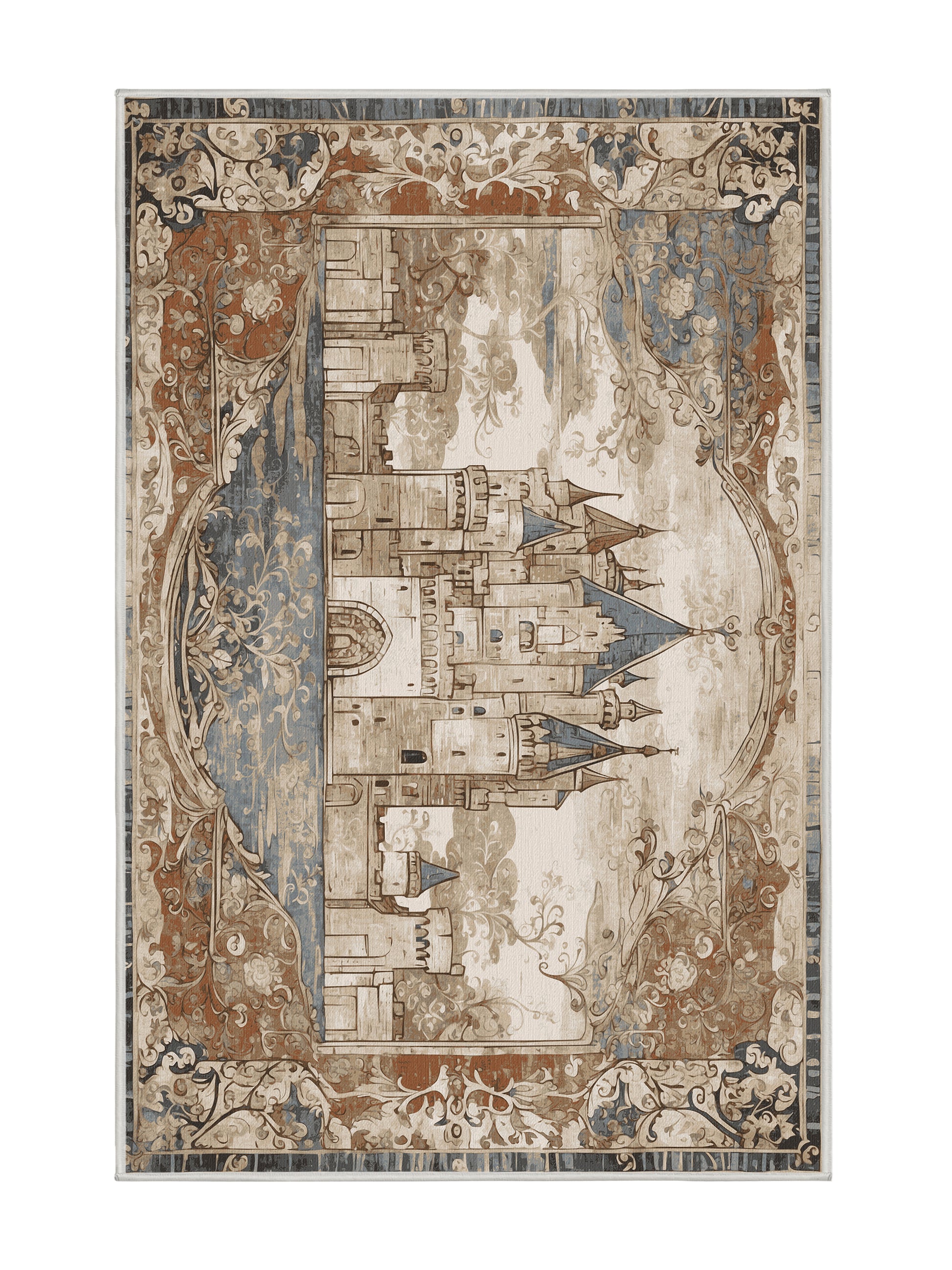 Castle Chronicles Ivory Towers - Premium Champagne Modern Area Rug | Plush & Washable Options | Rugolution Home Decor