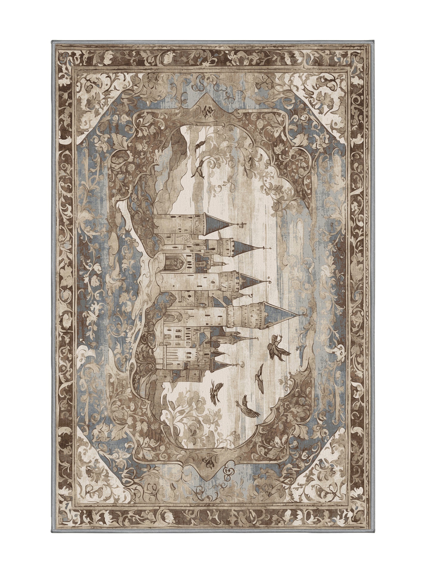 Castle Chronicles Throne’s Reach - Premium Sandstone Modern Area Rug | Plush & Washable Options | Rugolution Home Decor