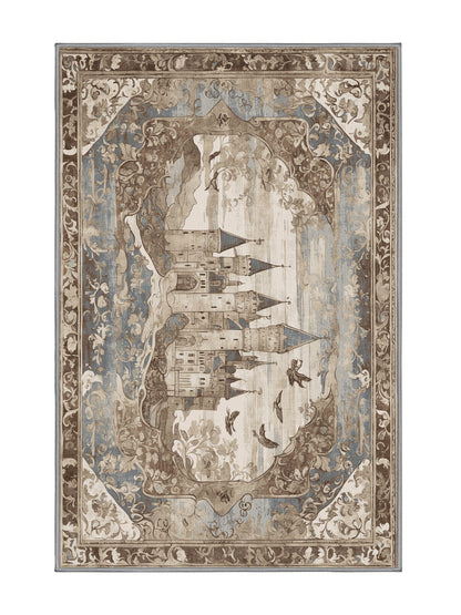 Castle Chronicles Throne’s Reach - Premium Sandstone Modern Area Rug | Plush & Washable Options | Rugolution Home Decor