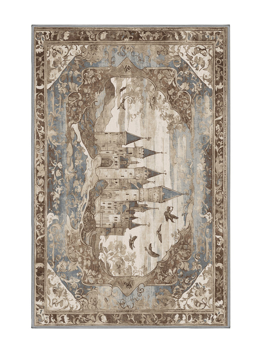 Castle Chronicles Throne’s Reach - Premium Sandstone Modern Area Rug | Plush & Washable Options | Rugolution Home Decor