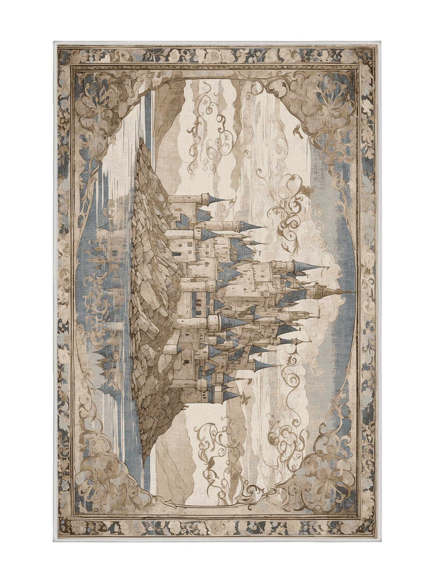 Castle Chronicles Moonlit Fortress - Premium White Chocolate Modern Area Rug | Plush & Washable Options | Rugolution Home Decor