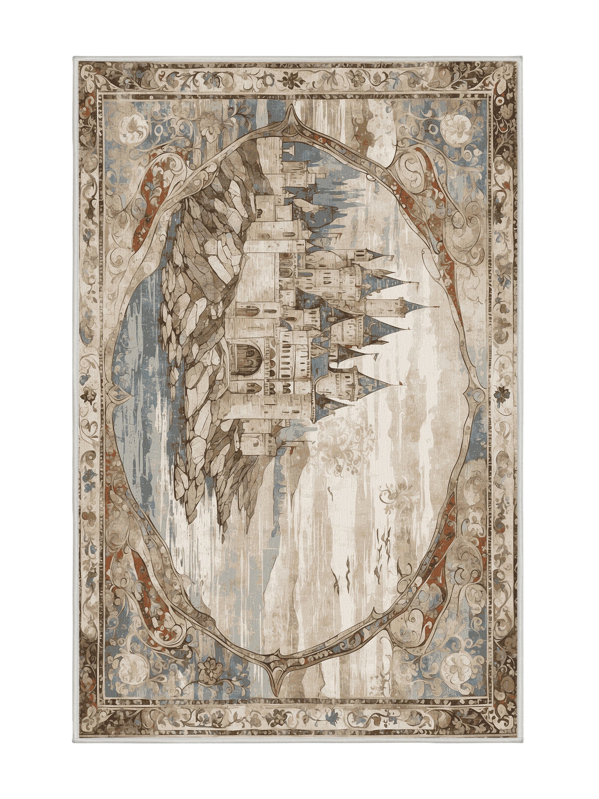 Castle Chronicles Loyalty's Stronghold - Premium Dark White Modern Area Rug | Plush & Washable Options | Rugolution Home Decor