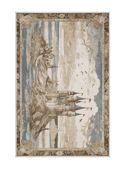 Castle Chronicles Timeless Citadel - Premium Dark White Modern Area Rug | Plush & Washable Options | Rugolution Home Decor