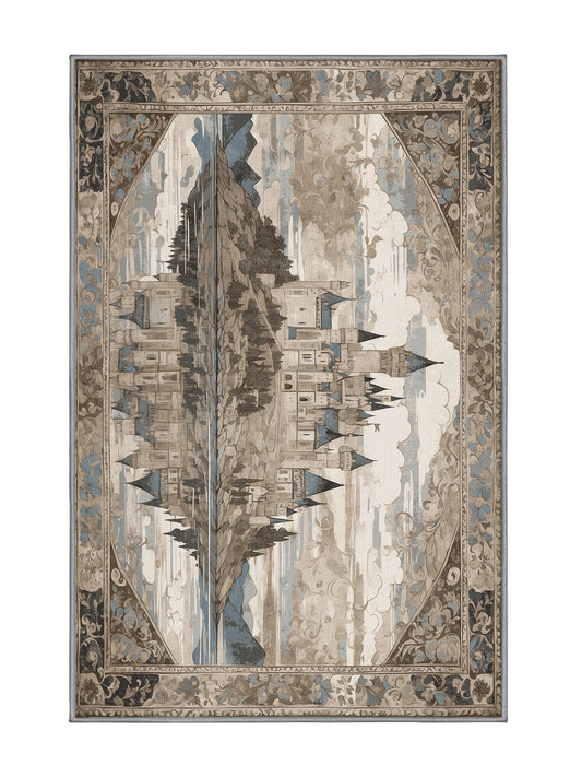 Castle Chronicles Arched Horizon - Premium Sandstone Modern Area Rug | Plush & Washable Options | Rugolution Home Decor