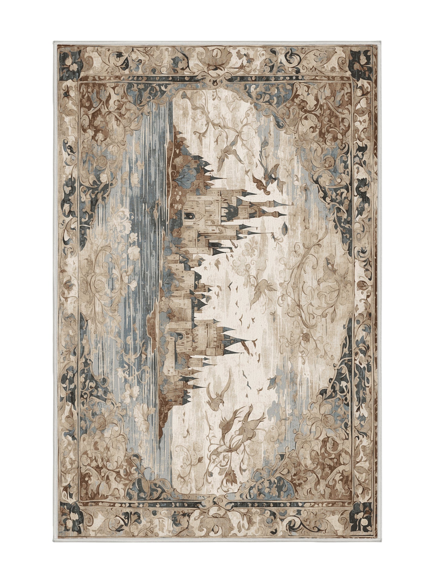 Castle Chronicles Highland Keep - Premium Dark White Modern Area Rug | Plush & Washable Options | Rugolution Home Decor