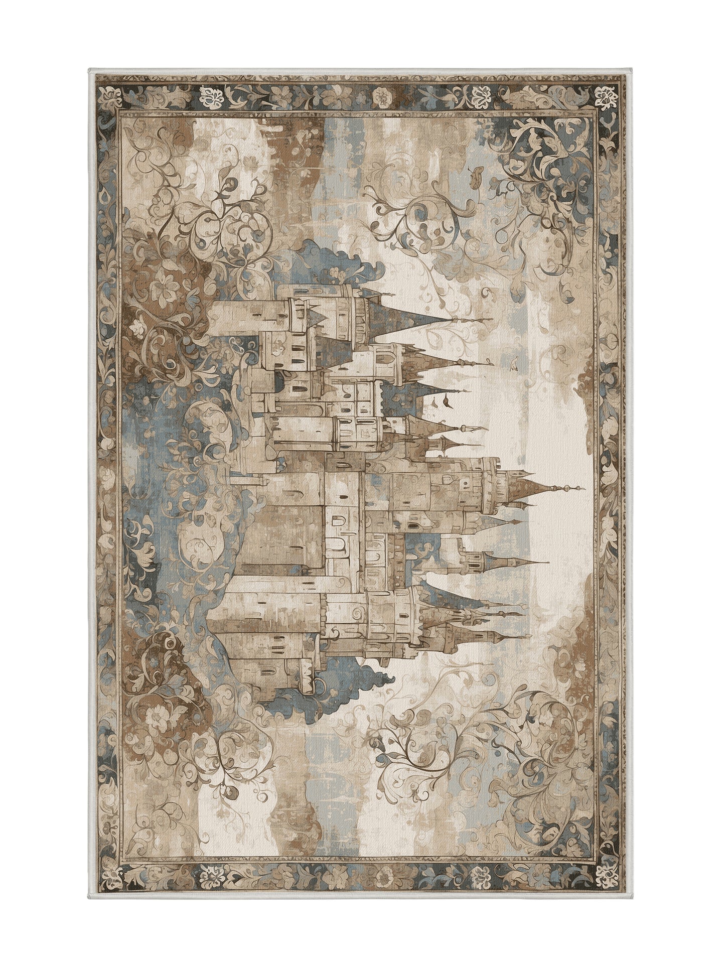 Castle Chronicles Fabled Spires - Premium White Chocolate Modern Area Rug | Plush & Washable Options | Rugolution Home Decor