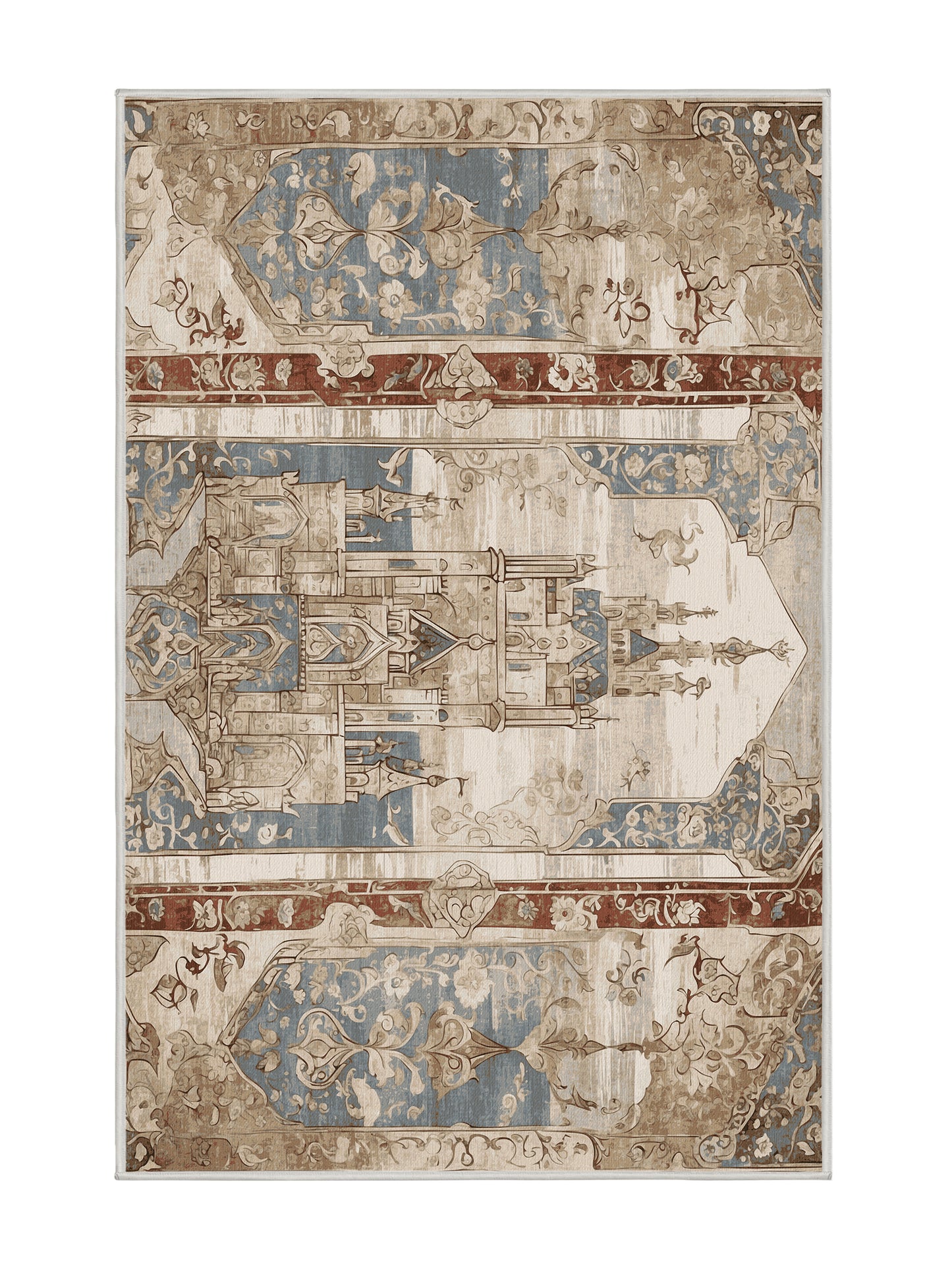 Castle Chronicles Oceanview Keep - Premium Dark White Modern Area Rug | Plush & Washable Options | Rugolution Home Decor