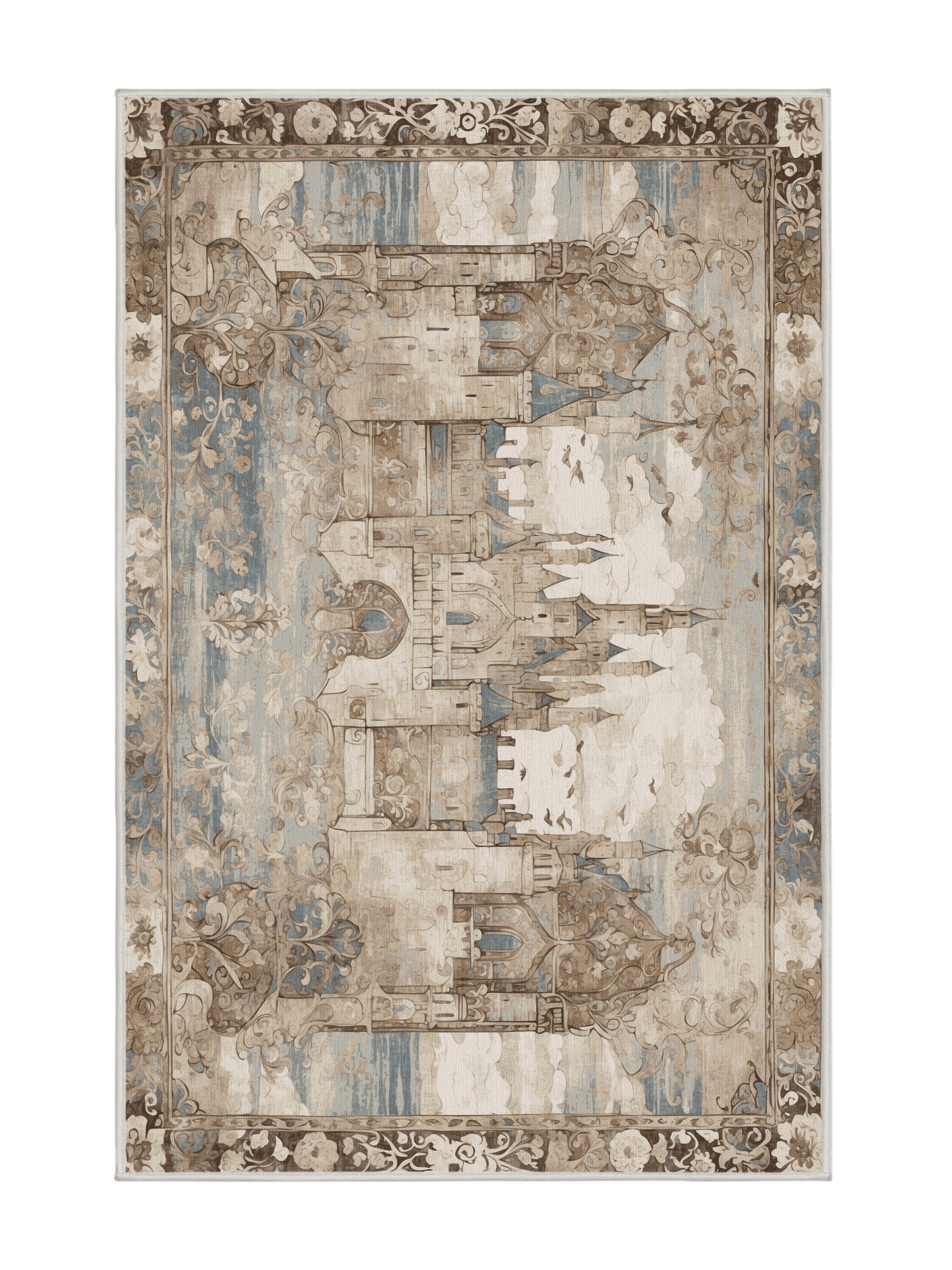 Castle Chronicles Bannered Hall - Premium White Chocolate Modern Area Rug | Plush & Washable Options | Rugolution Home Decor