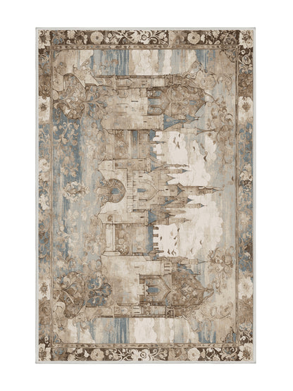 Castle Chronicles Bannered Hall - Premium White Chocolate Modern Area Rug | Plush & Washable Options | Rugolution Home Decor