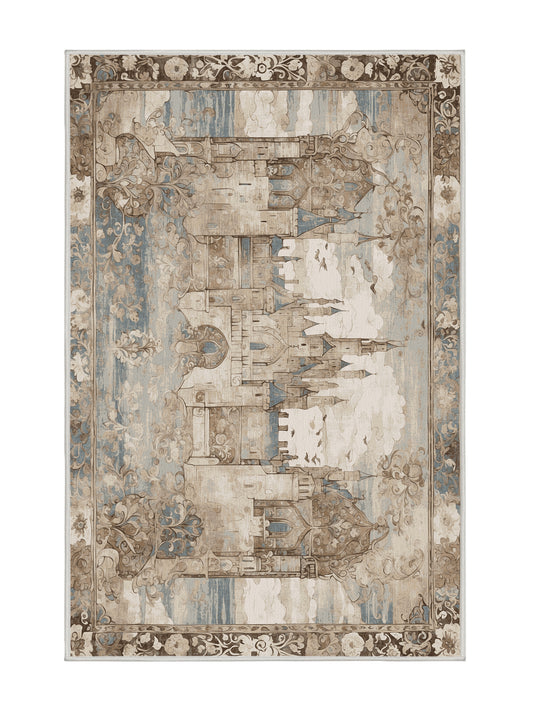 Castle Chronicles Bannered Hall - Premium White Chocolate Modern Area Rug | Plush & Washable Options | Rugolution Home Decor