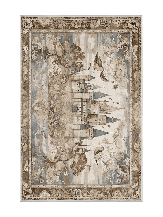 Castle Chronicles Warden's Refuge - Premium White Chocolate Modern Area Rug | Plush & Washable Options | Rugolution Home Decor